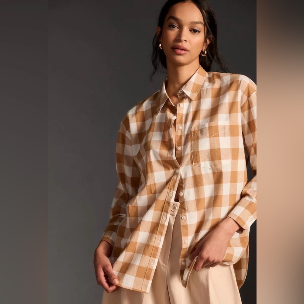 Anthropologie The Bennet Buttondown Shirt by Maeve Medium Oversized